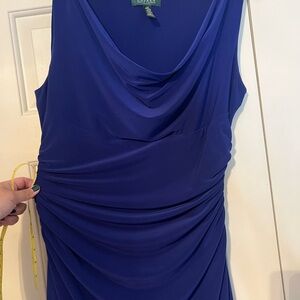 Ralph Lauren- Royal/Navy Blue Draped Dress- size 14 petite